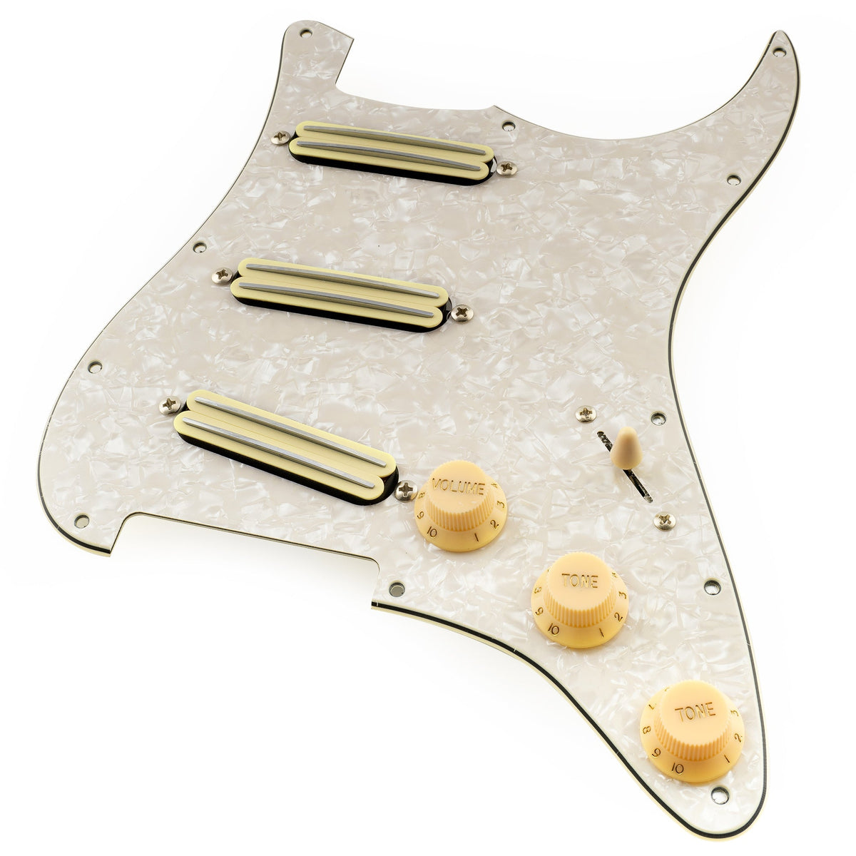 Musiclily Pro-SE ST-DPHC Pre-wired SSS Pickguard with Ceramic Mini Rail Humbucker for Strat Style Electric Guitar