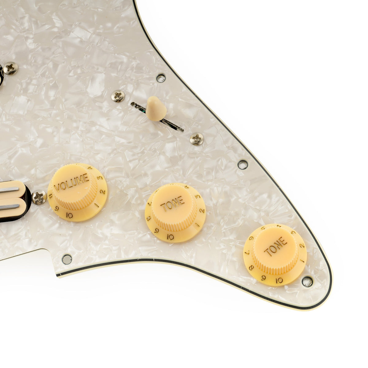 Musiclily Pro-SE ST-DPHC Pre-wired SSS Pickguard with Ceramic Mini Rail Humbucker for Strat Style Electric Guitar