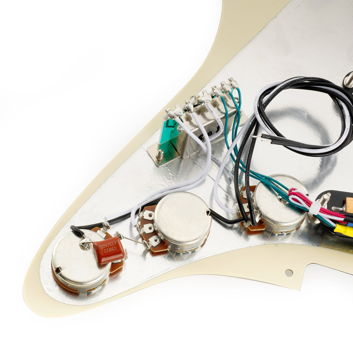 Musiclily Pro-SE ST-DPHC Pre-wired SSS Pickguard with Ceramic Mini Rail Humbucker for Strat Style Electric Guitar