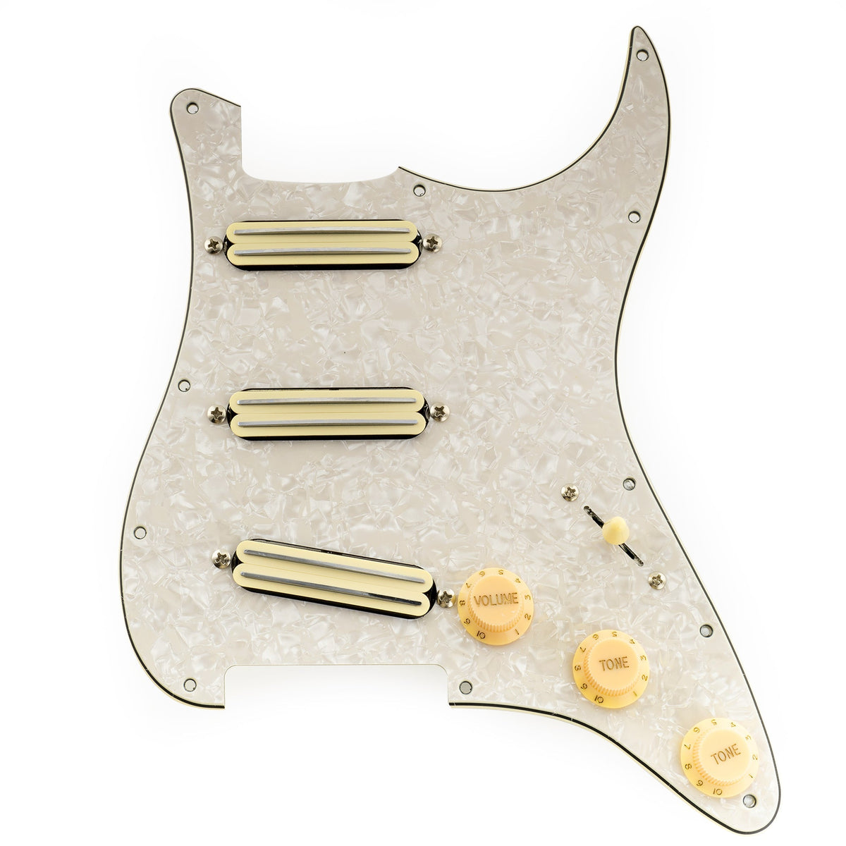 Musiclily Pro-SE ST-DPHC Pre-wired SSS Pickguard with Ceramic Mini Rail Humbucker for Strat Style Electric Guitar