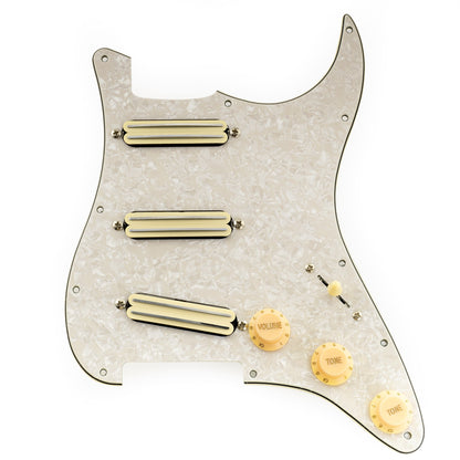 Musiclily Pro-SE ST-DPHC Pre-wired SSS Pickguard with Ceramic Mini Rail Humbucker for Strat Style Electric Guitar