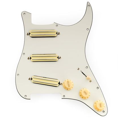 Musiclily Pro-SE ST-DPHC Pre-wired SSS Pickguard with Ceramic Mini Rail Humbucker for Strat Style Electric Guitar