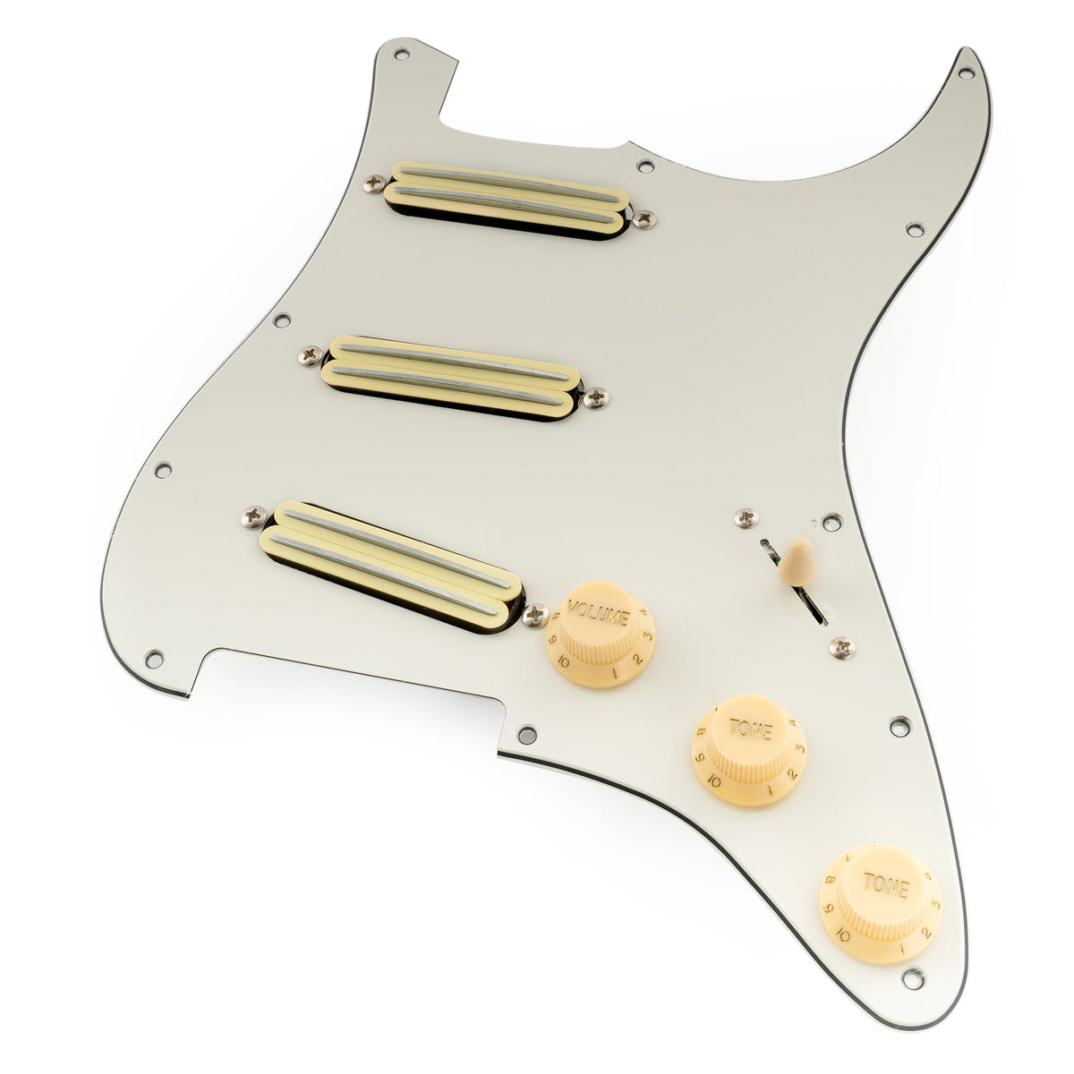 Musiclily Pro-SE ST-DPHC Pre-wired SSS Pickguard with Ceramic Mini Rail Humbucker for Strat Style Electric Guitar