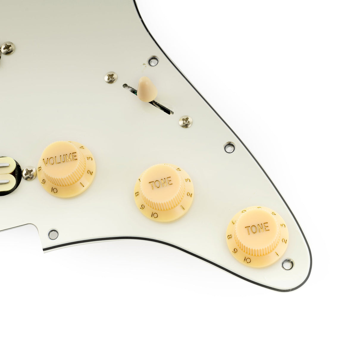 Musiclily Pro-SE ST-DPHC Pre-wired SSS Pickguard with Ceramic Mini Rail Humbucker for Strat Style Electric Guitar