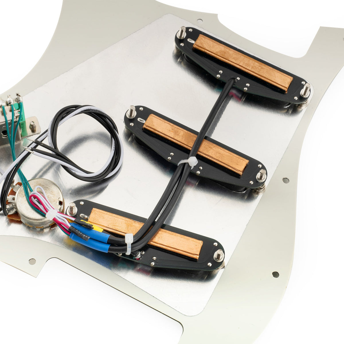 Musiclily Pro-SE ST-DPHC Pre-wired SSS Pickguard with Ceramic Mini Rail Humbucker for Strat Style Electric Guitar