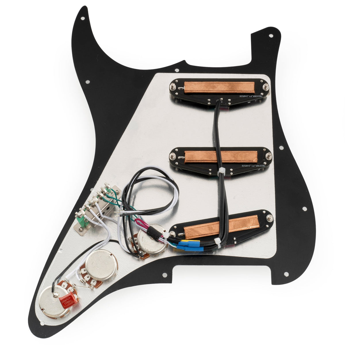 Musiclily Pro-SE ST-DPHC Pre-wired SSS Pickguard with Ceramic Mini Rail Humbucker for Strat Style Electric Guitar