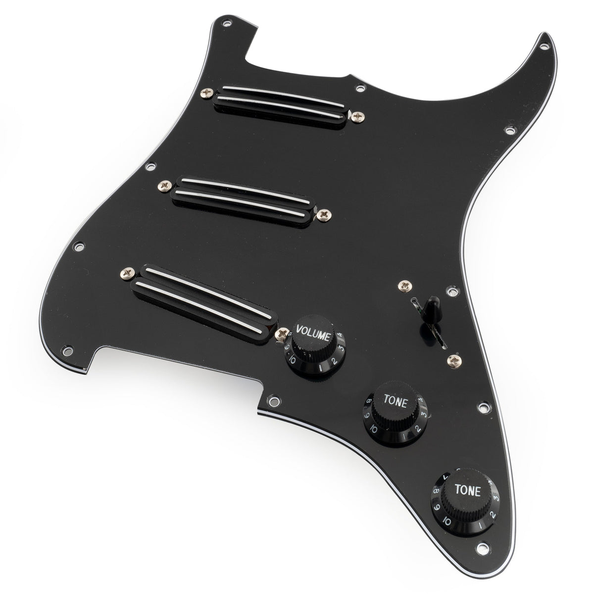 Musiclily Pro-SE ST-DPHC Pre-wired SSS Pickguard with Ceramic Mini Rail Humbucker for Strat Style Electric Guitar