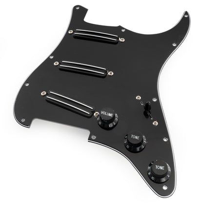 Musiclily Pro-SE ST-DPHC Pre-wired SSS Pickguard with Ceramic Mini Rail Humbucker for Strat Style Electric Guitar