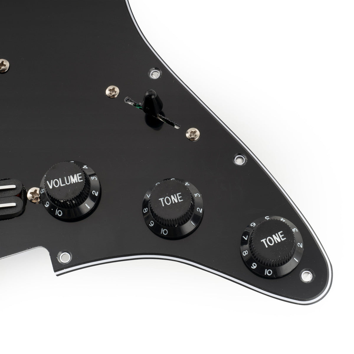 Musiclily Pro-SE ST-DPHC Pre-wired SSS Pickguard with Ceramic Mini Rail Humbucker for Strat Style Electric Guitar