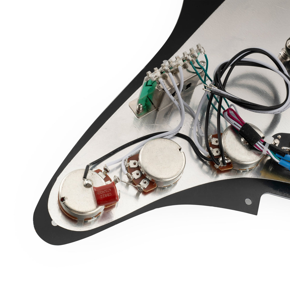 Musiclily Pro-SE ST-DPHC Pre-wired SSS Pickguard with Ceramic Mini Rail Humbucker for Strat Style Electric Guitar