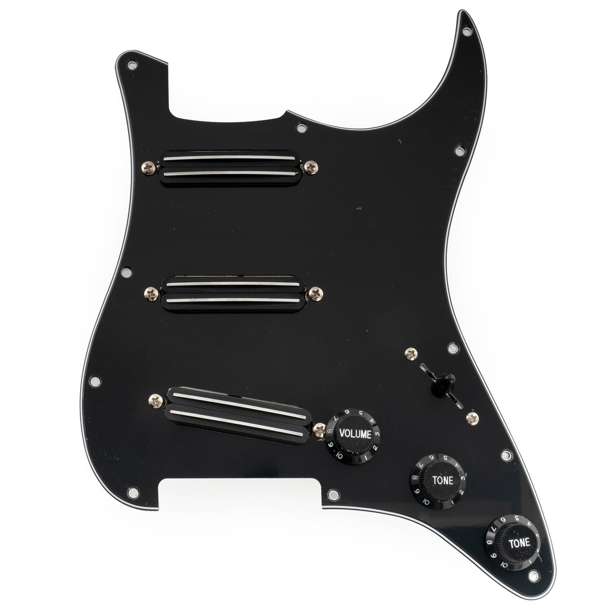 Musiclily Pro-SE ST-DPHC Pre-wired SSS Pickguard with Ceramic Mini Rail Humbucker for Strat Style Electric Guitar
