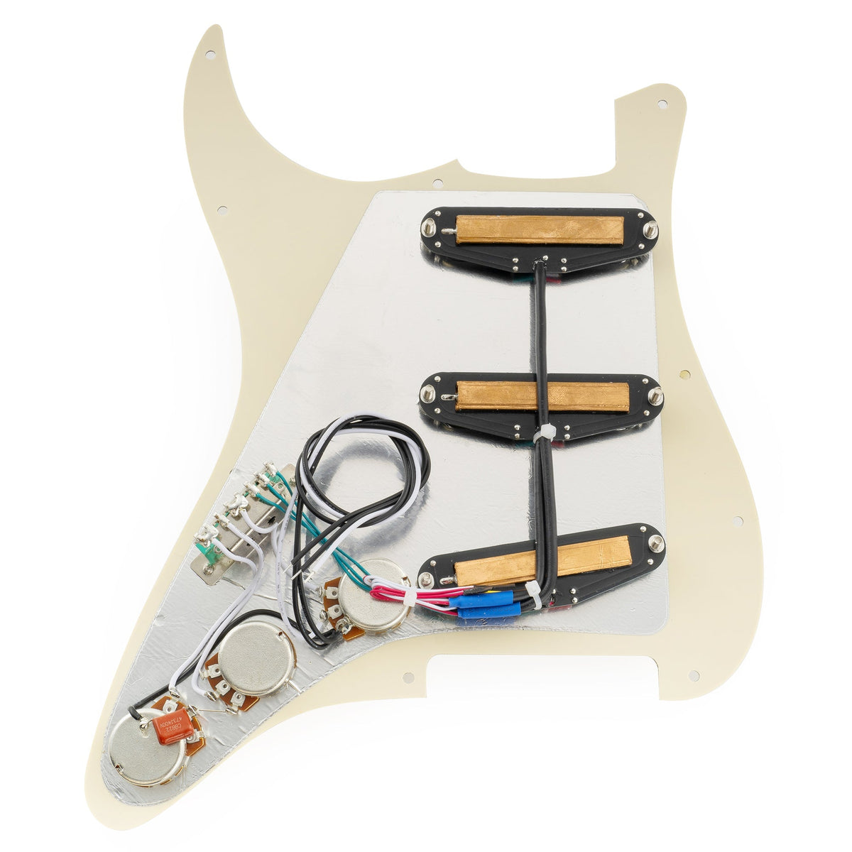 Musiclily Pro-SE ST-DPHC Pre-wired SSS Pickguard with Ceramic Mini Rail Humbucker for Strat Style Electric Guitar