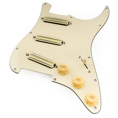 Musiclily Pro-SE ST-DPHC Pre-wired SSS Pickguard with Ceramic Mini Rail Humbucker for Strat Style Electric Guitar