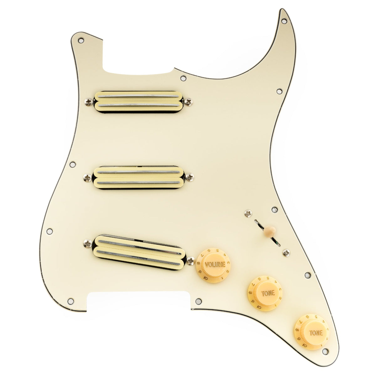Musiclily Pro-SE ST-DPHC Pre-wired SSS Pickguard with Ceramic Mini Rail Humbucker for Strat Style Electric Guitar