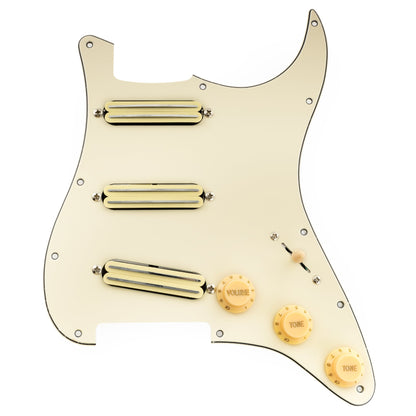Musiclily Pro-SE ST-DPHC Pre-wired SSS Pickguard with Ceramic Mini Rail Humbucker for Strat Style Electric Guitar