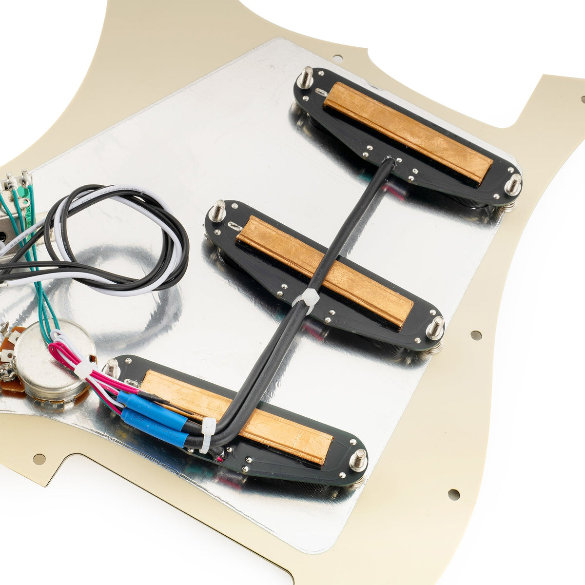 Musiclily Pro-SE ST-DPHC Pre-wired SSS Pickguard with Ceramic Mini Rail Humbucker for Strat Style Electric Guitar
