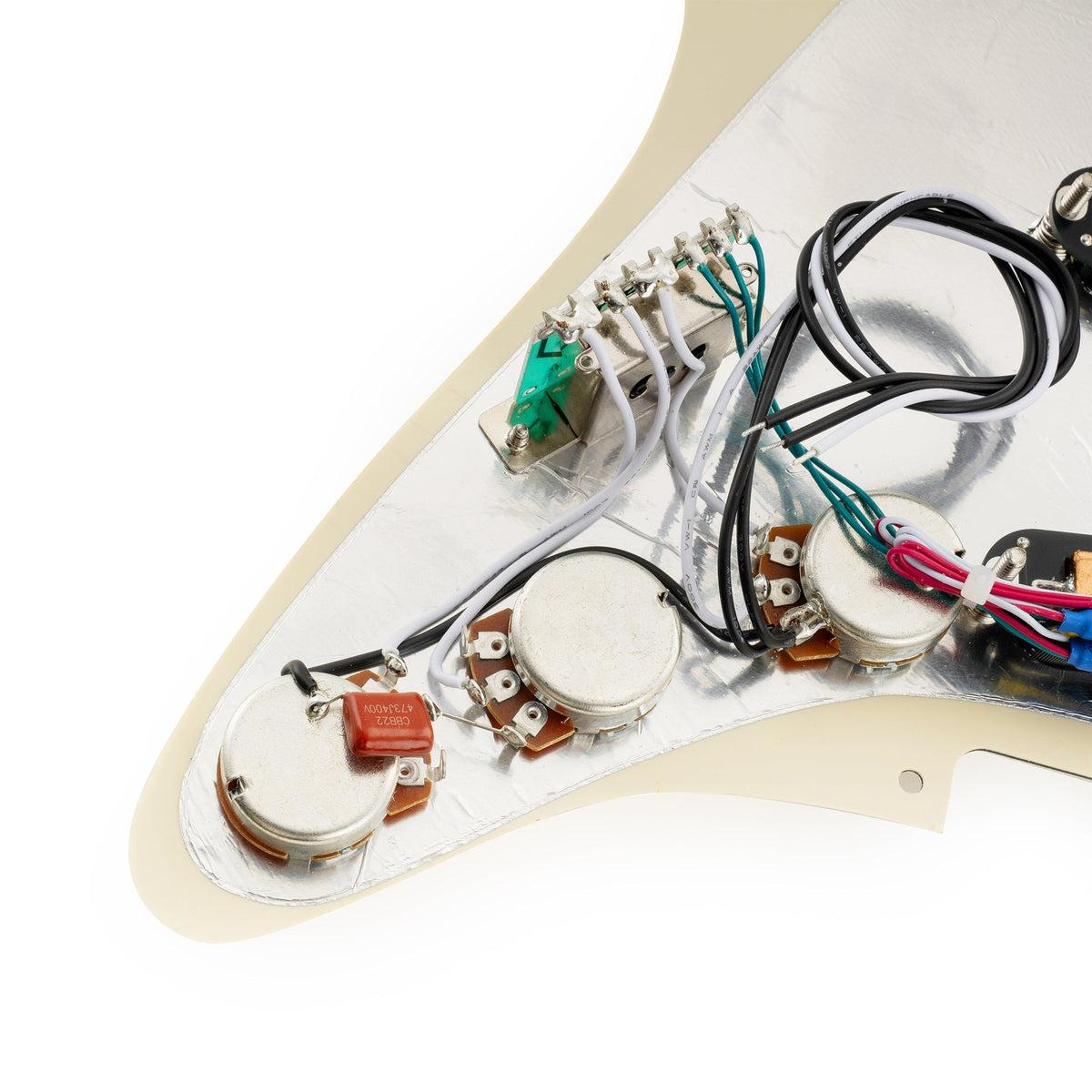 Musiclily Pro-SE ST-DPHC Pre-wired SSS Pickguard with Ceramic Mini Rail Humbucker for Strat Style Electric Guitar