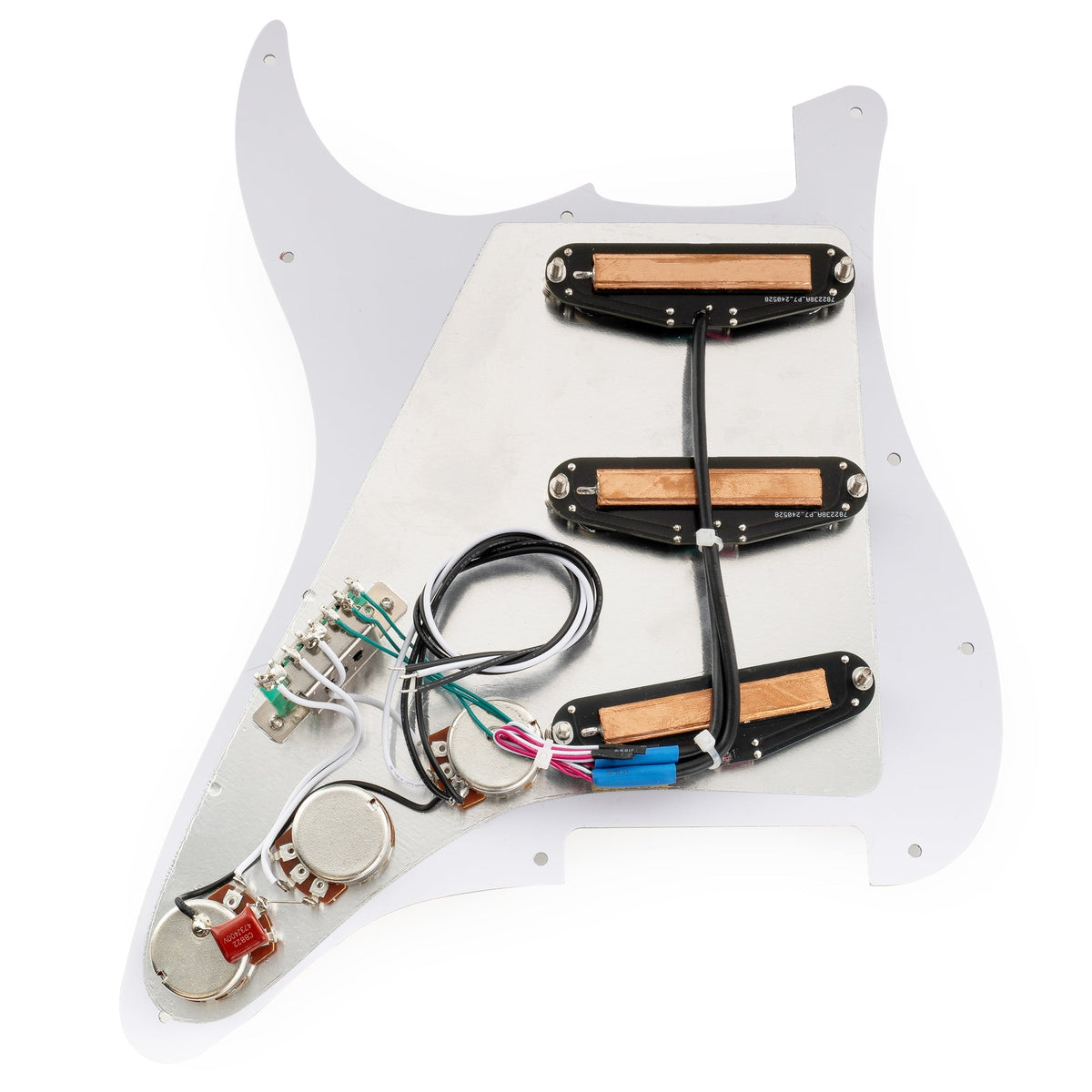 Musiclily Pro-SE ST-DPHC Pre-wired SSS Pickguard with Ceramic Mini Rail Humbucker for Strat Style Electric Guitar
