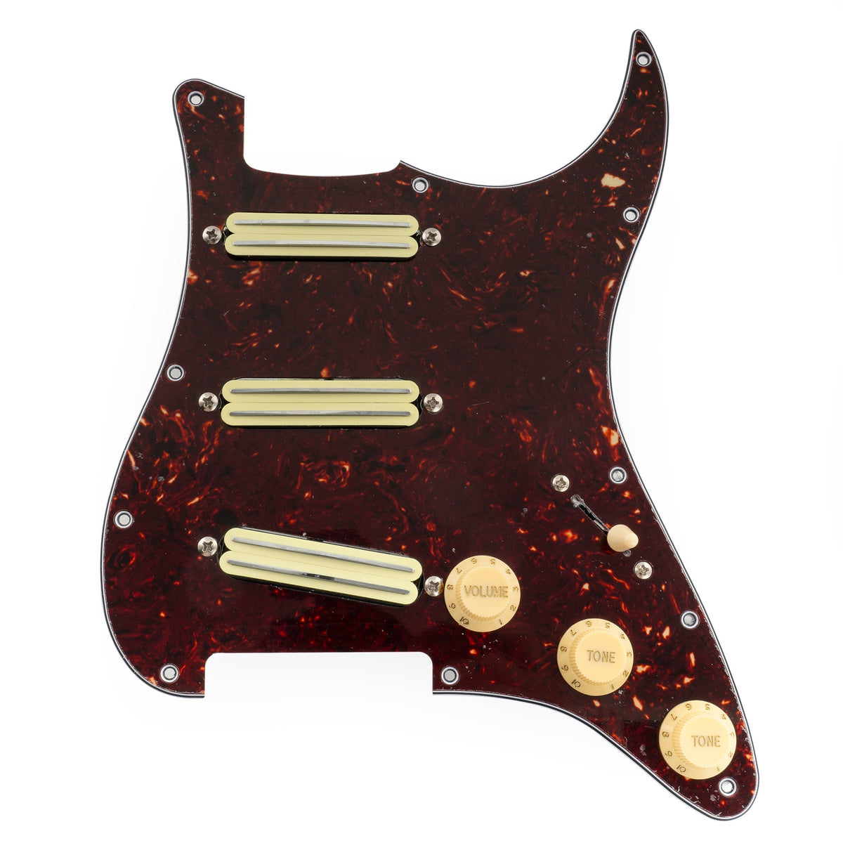 Musiclily Pro-SE ST-DPHC Pre-wired SSS Pickguard with Ceramic Mini Rail Humbucker for Strat Style Electric Guitar