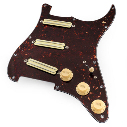 Musiclily Pro-SE ST-DPHC Pre-wired SSS Pickguard with Ceramic Mini Rail Humbucker for Strat Style Electric Guitar