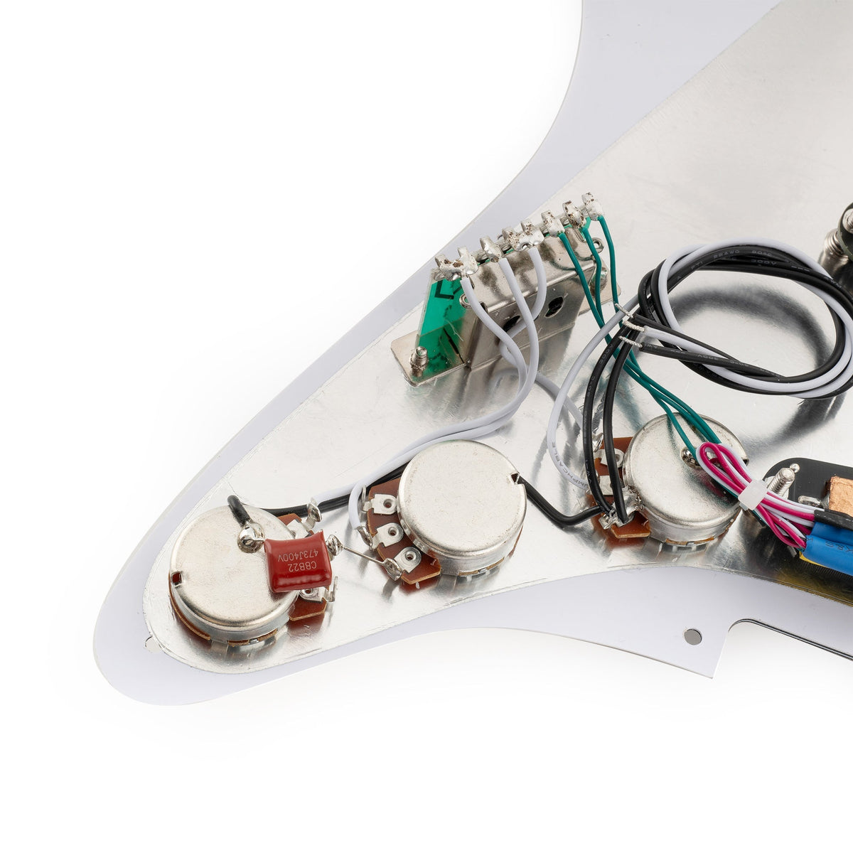 Musiclily Pro-SE ST-DPHC Pre-wired SSS Pickguard with Ceramic Mini Rail Humbucker for Strat Style Electric Guitar