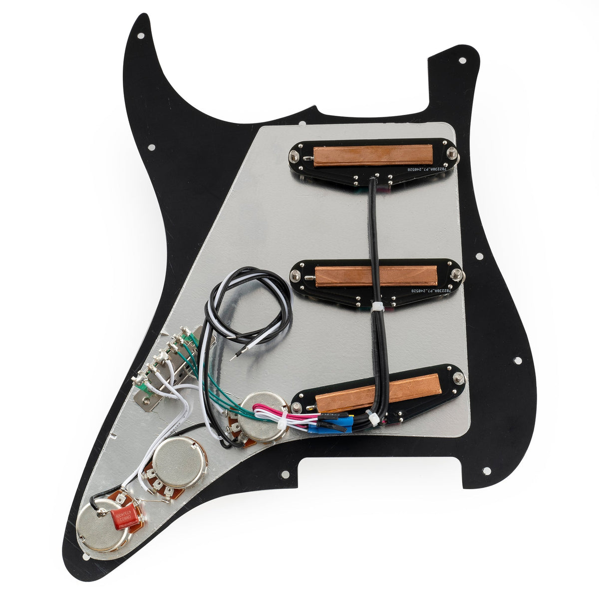 Musiclily Pro-SE ST-DPHC Pre-wired SSS Pickguard with Ceramic Mini Rail Humbucker for Strat Style Electric Guitar