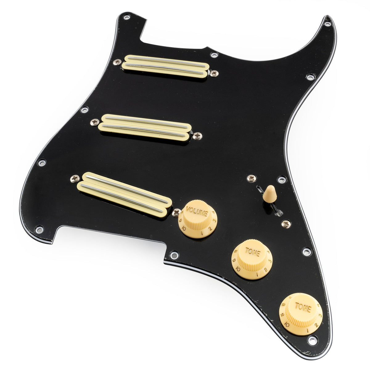 Musiclily Pro-SE ST-DPHC Pre-wired SSS Pickguard with Ceramic Mini Rail Humbucker for Strat Style Electric Guitar