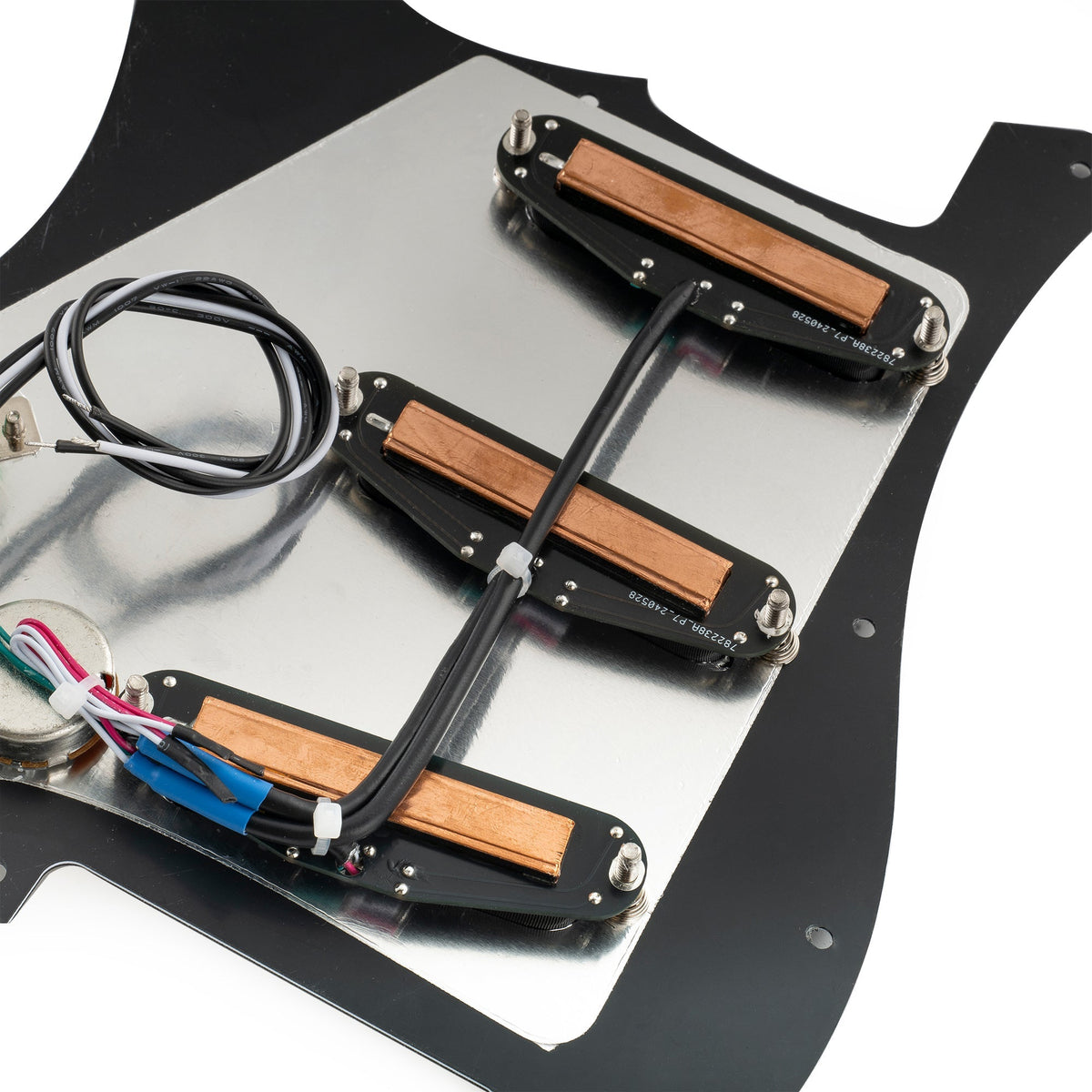 Musiclily Pro-SE ST-DPHC Pre-wired SSS Pickguard with Ceramic Mini Rail Humbucker for Strat Style Electric Guitar