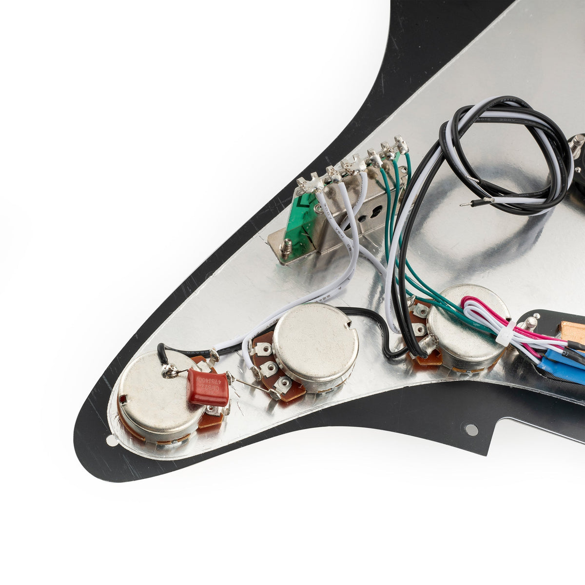 Musiclily Pro-SE ST-DPHC Pre-wired SSS Pickguard with Ceramic Mini Rail Humbucker for Strat Style Electric Guitar