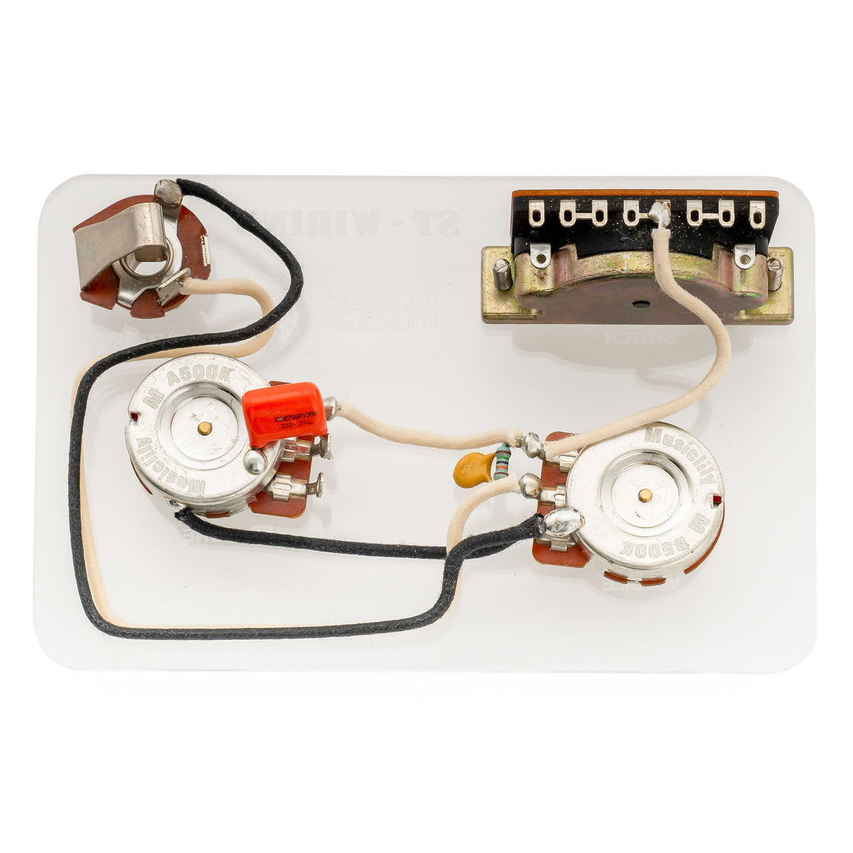 Musiclily Pro Electric Guitar Pre-wired Wiring Harness Upgrade for Import Style ST HH with 3-Way Switch and 1A1B Pots