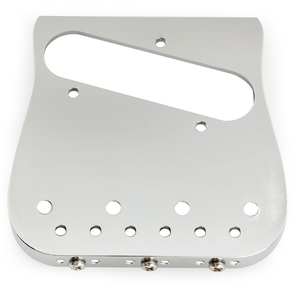 Musiclily Ultra BT014 Left-Handed 54mm(2-1/8 inch) String Spacing Full Solid Brass Plate with Compensated 3-Saddle Curved Tele Style Guitar Bridge