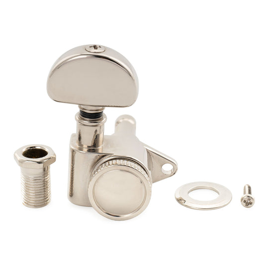 Musiclily Pro R18K-09 Single 18:1 Ratio Full Sealed Locking Machine Head Bass Side Tuner Tuning Peg Key with Half Moon Button for Acoustic Electric Guitar