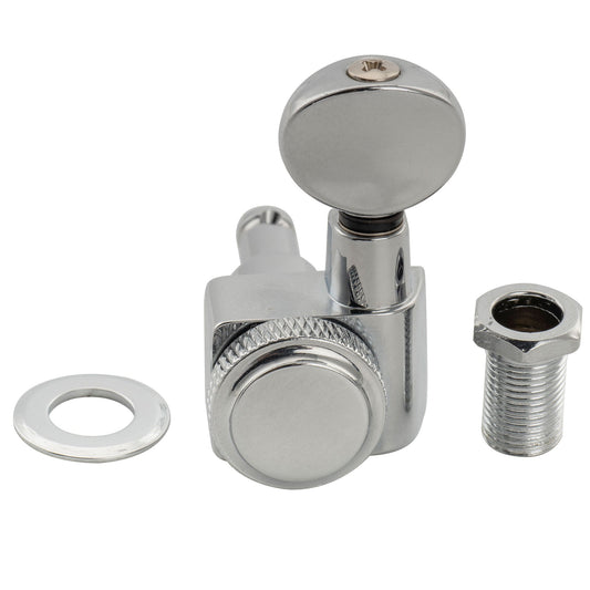 Musiclily Pro R18K-12 Single 18:1 Ratio 2-Pin Full Sealed Locking Machine Head Treble Side Tuner Tuning Peg Key with Vintage Oval Button for Fender Strat Tele Style Electric Guitar