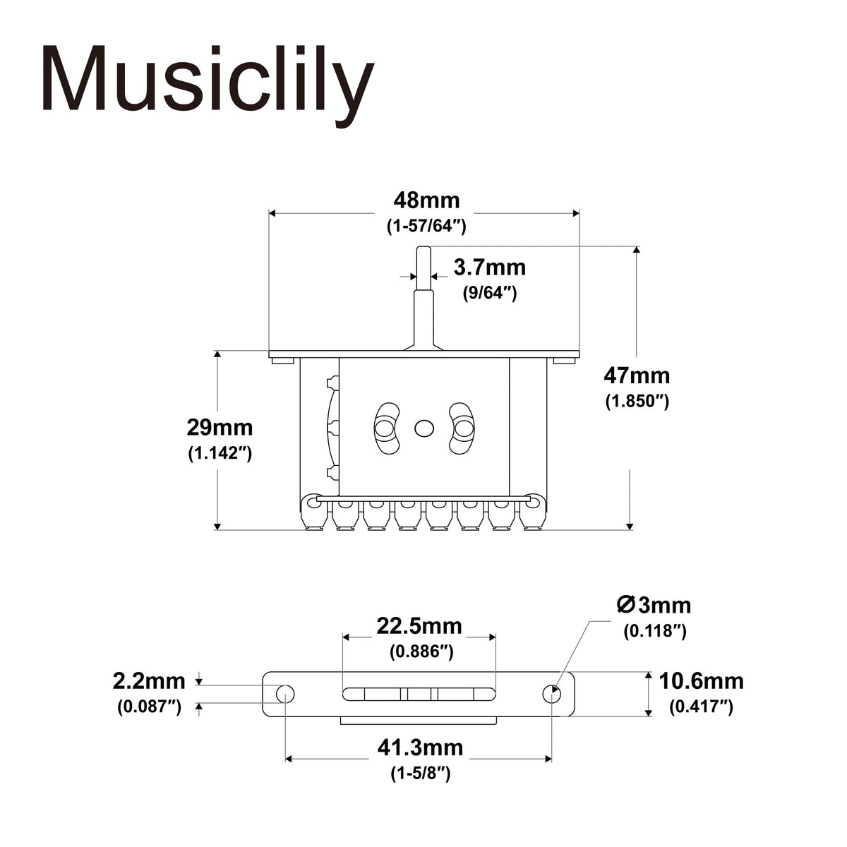 Musiclily Pro 3-Way Pickup Selector Blade Switch Lever Switch for Imported Tele Style Electric Guitar