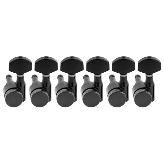 Musiclily Pro R15J-21 Left-Handed 6-in-line 15:1 Ratio 1-Pin Full Sealed Locking Machine Heads Tuners Tuning Pegs Keys with Hex Button for Squier Strat Tele Style Electric Guitar