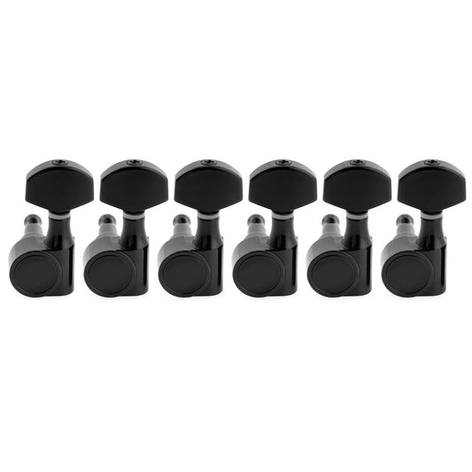 Musiclily Pro R15J-22 Left-Handed 6-in-line 15:1 Ratio 1-Pin Full Sealed Machine Heads Tuners Tuning Pegs Keys with Hex Button for Squier Strat Tele Style Electric Guitar