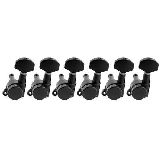 Musiclily Pro R15J-24 Left-Handed 6-in-line 15:1 Ratio Full Sealed Locking Machine Heads Tuners Tuning Pegs Keys with Hex Button for Strat Tele Style Electric Guitar