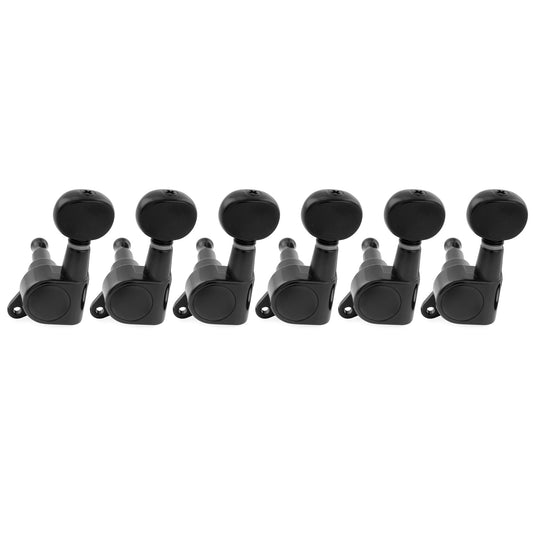 Musiclily Pro R15J-25 Left-Handed 6-in-line 15:1 Ratio Full Sealed Machine Heads Tuners Tuning Pegs Keys with Vintage Oval Button for Strat Tele Style Electric Guitar