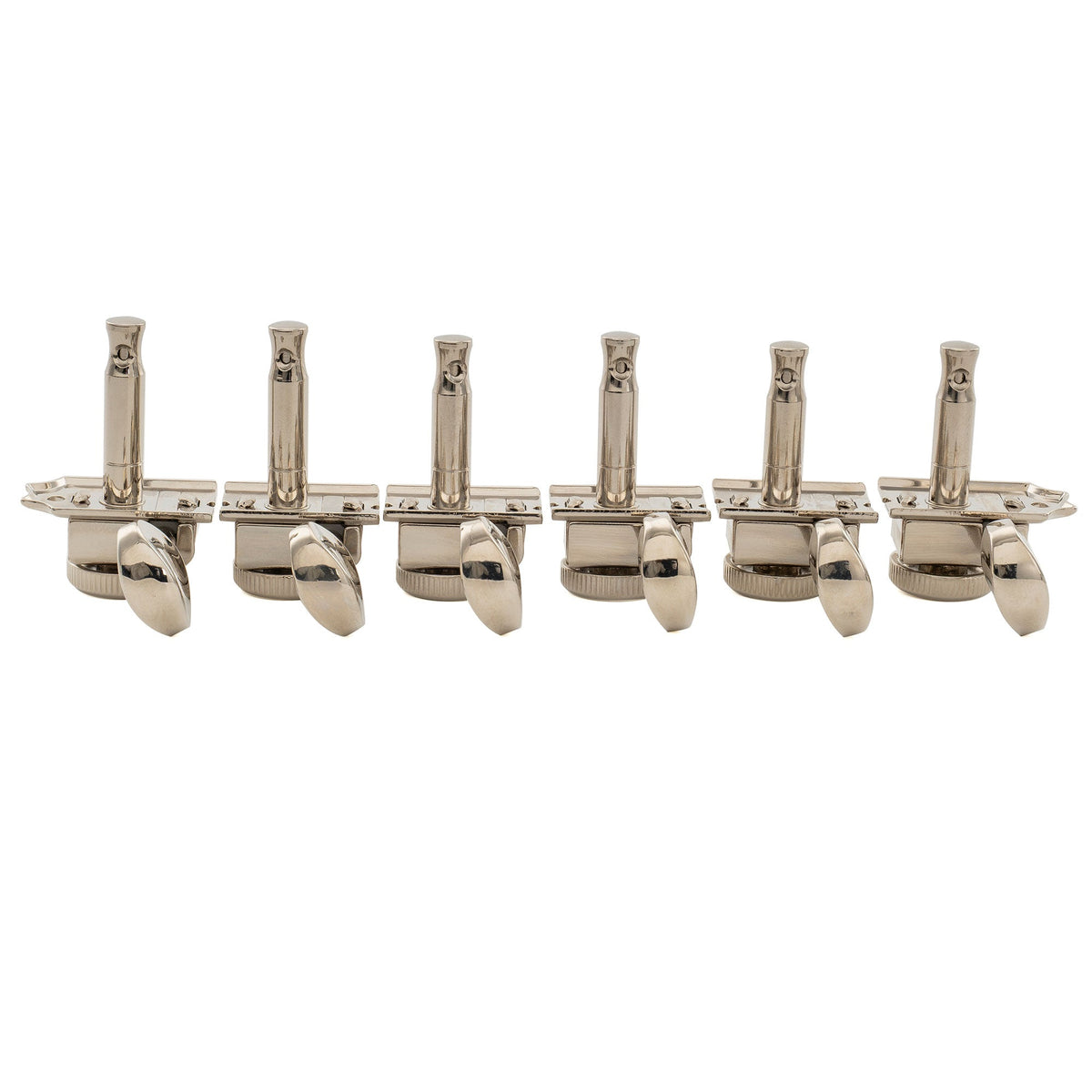 Musiclily Ultra R18T-13 Left-Handed 6-in-line 18:1 Ratio Semi Closed Vintage Hybrid Staggered Locking Machine Heads Tuners with Oval Button for Fender SQ Strat Tele Style Electric Guitar