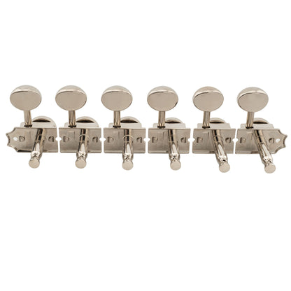 Musiclily Ultra R18T-13 Left-Handed 6-in-line 18:1 Ratio Semi Closed Vintage Hybrid Staggered Locking Machine Heads Tuners with Oval Button for Fender SQ Strat Tele Style Electric Guitar