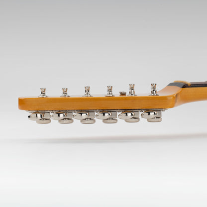 Musiclily Ultra R18T-14 6-in-line 18:1 Ratio Semi Closed Vintage Hybrid Style Staggered Locking Machine Heads Tuners with Oval Button for Fender Squier Strat Tele Style Electric Guitar