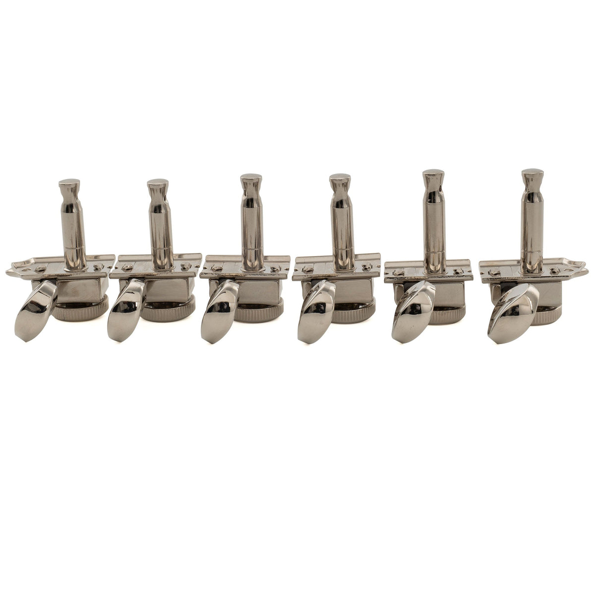 Musiclily Ultra R18T-14 6-in-line 18:1 Ratio Semi Closed Vintage Hybrid Style Staggered Locking Machine Heads Tuners with Oval Button for Fender Squier Strat Tele Style Electric Guitar