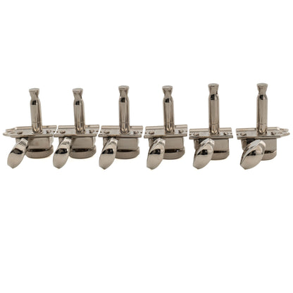 Musiclily Ultra R18T-14 6-in-line 18:1 Ratio Semi Closed Vintage Hybrid Style Staggered Locking Machine Heads Tuners with Oval Button for Fender Squier Strat Tele Style Electric Guitar