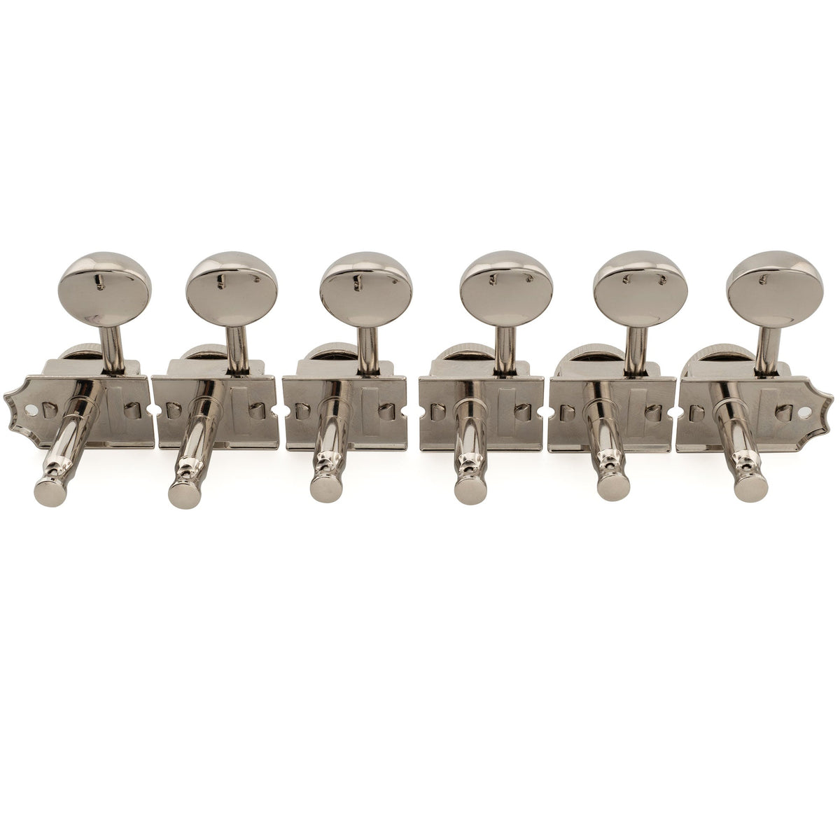 Musiclily Ultra R18T-14 6-in-line 18:1 Ratio Semi Closed Vintage Hybrid Style Staggered Locking Machine Heads Tuners with Oval Button for Fender Squier Strat Tele Style Electric Guitar