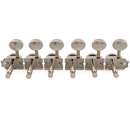 Musiclily Ultra R18T-14 6-in-line 18:1 Ratio Semi Closed Vintage Hybrid Style Staggered Locking Machine Heads Tuners with Oval Button for Fender Squier Strat Tele Style Electric Guitar