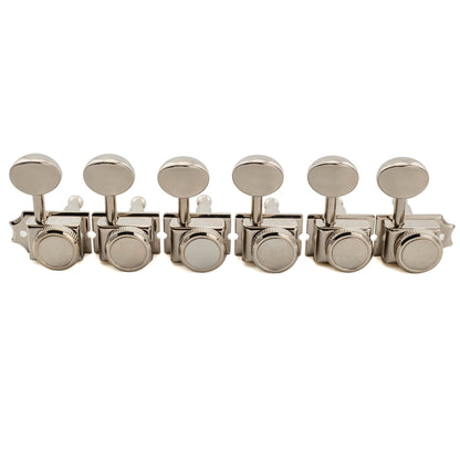 Musiclily Ultra R18T-14 6-in-line 18:1 Ratio Semi Closed Vintage Hybrid Style Staggered Locking Machine Heads Tuners with Oval Button for Fender Squier Strat Tele Style Electric Guitar