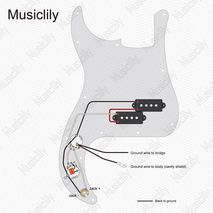 Musiclily Pro Electric Bass DIY Wiring Kit Upgrade for Import Style Precision Bass with 1A1B Pots
