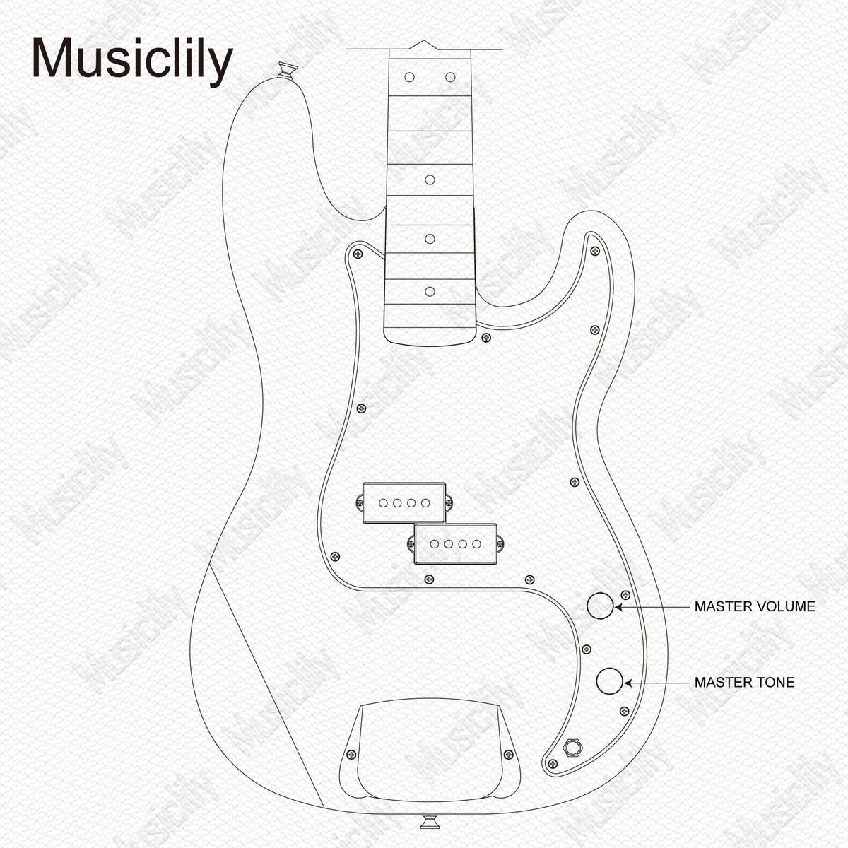 Musiclily Pro Electric Bass DIY Wiring Kit Upgrade for Import Style Precision Bass with 1A1B Pots