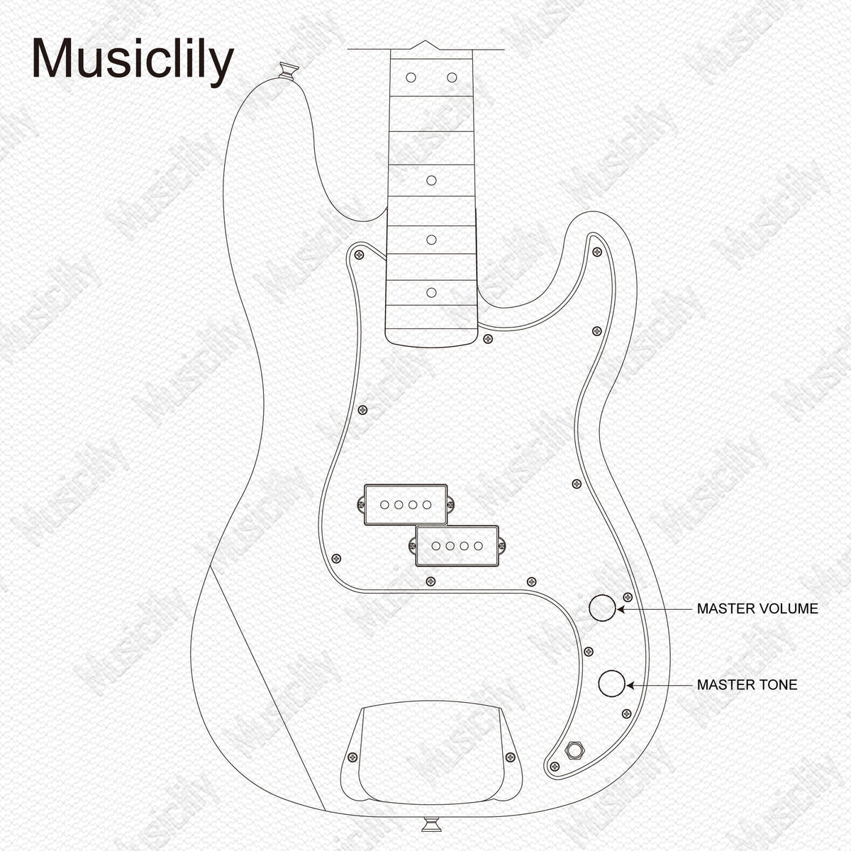 Musiclily Pro Electric Bass Pre-wired Wiring Harness Upgrade for Import Style Precision Bass with 1A1B Pots