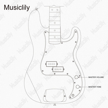 Musiclily Pro Electric Bass Pre-wired Wiring Harness Upgrade for Import Style Precision Bass with 1A1B Pots